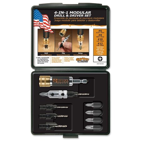 Montana Brand 10 Piece 4-In-1 Modular Drill & Driver Set MB-63123